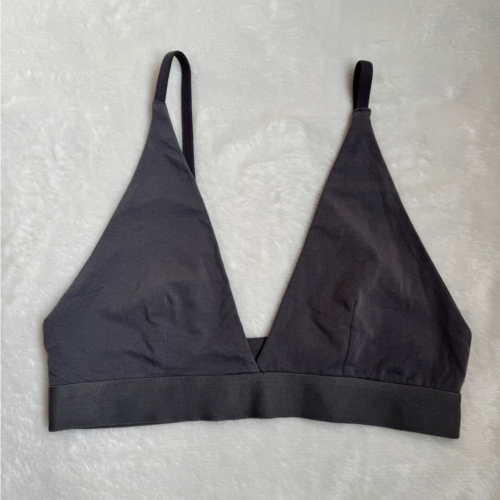 PACT Pewter Dark Gray Soft Triangle Bra with Adjustable Straps - Women's Medium
